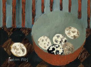 Mary Fedden, R.A. - Speckled eggs in a bowl