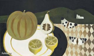 Mary Fedden, R.A. - Still-Life With Butterflies