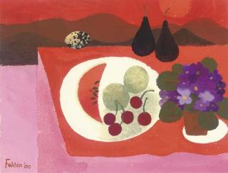 Mary Fedden, R.A. - Still Life With Fruit And Pansy