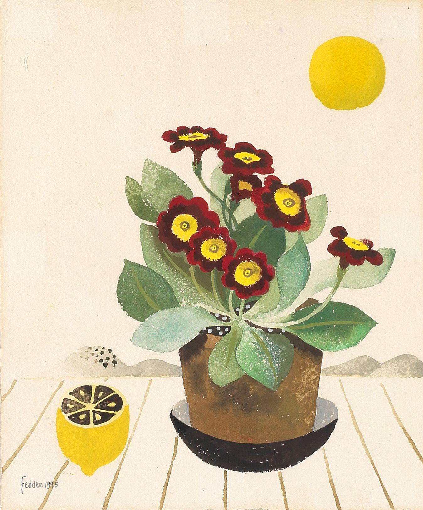 Mary Fedden R.A. - Still Life with Lemon and Auriculas