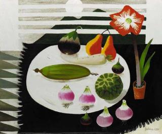Mary Fedden, R.A. - Still life with pears and onions