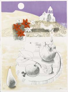 Mary Fedden - [Still-life and Church]