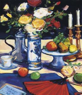 Mary Gallagher - Roses and a Red Fan