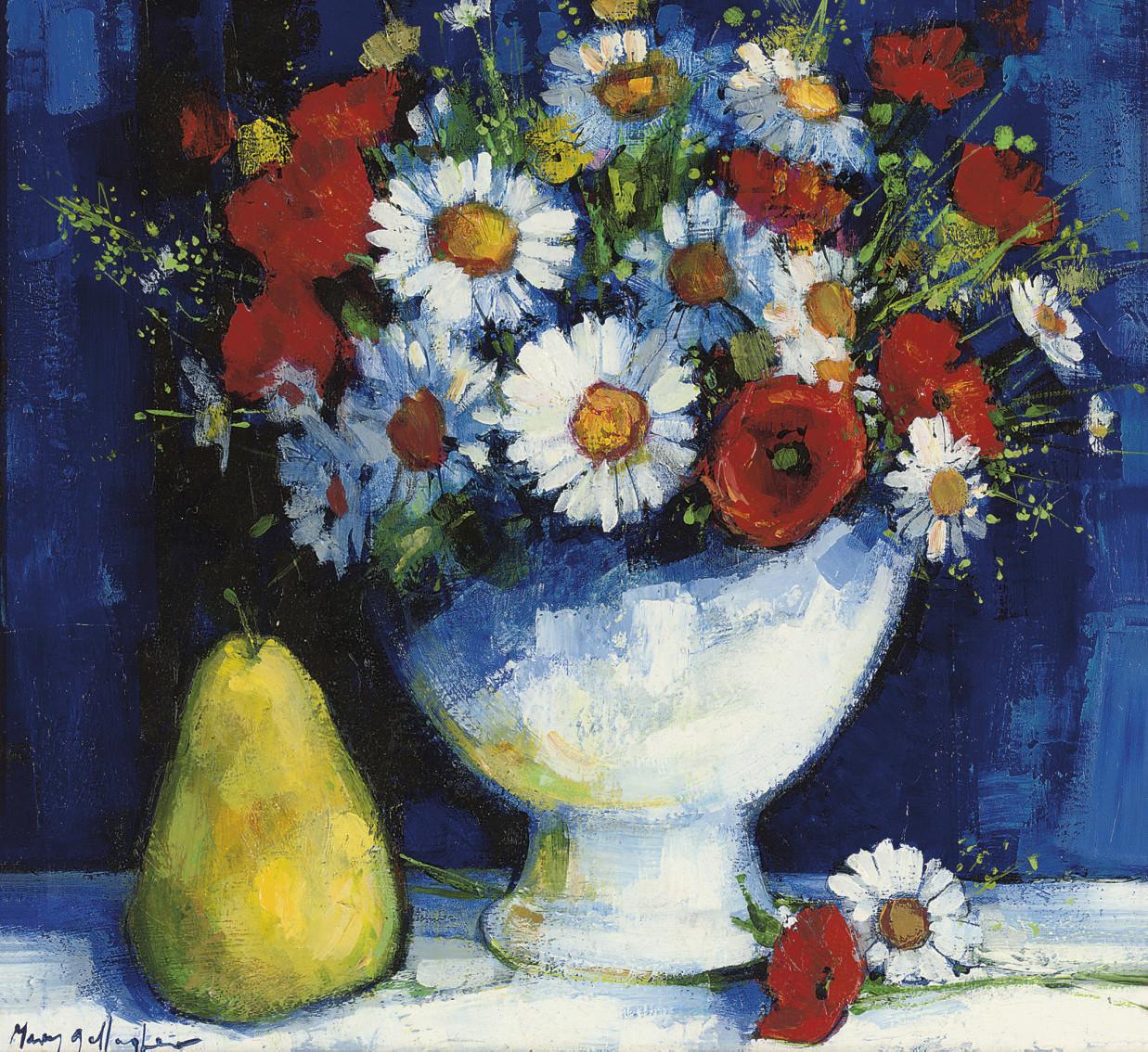 Mary Gallagher - Still Life With Poppies And Daisies