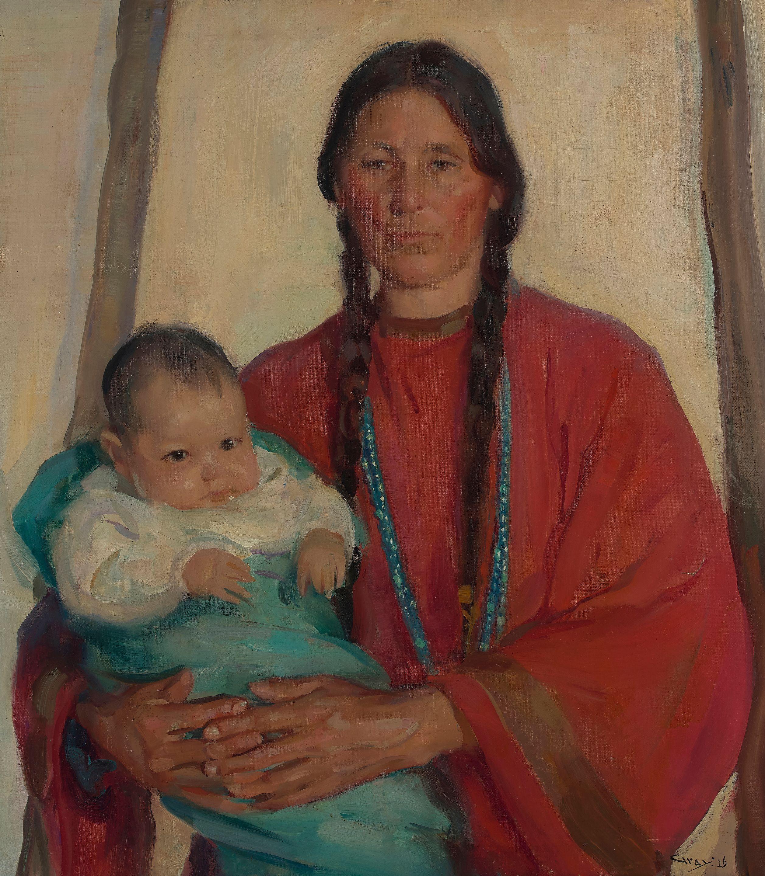 Mary Mendenhall Gray - Native American Mother and Child