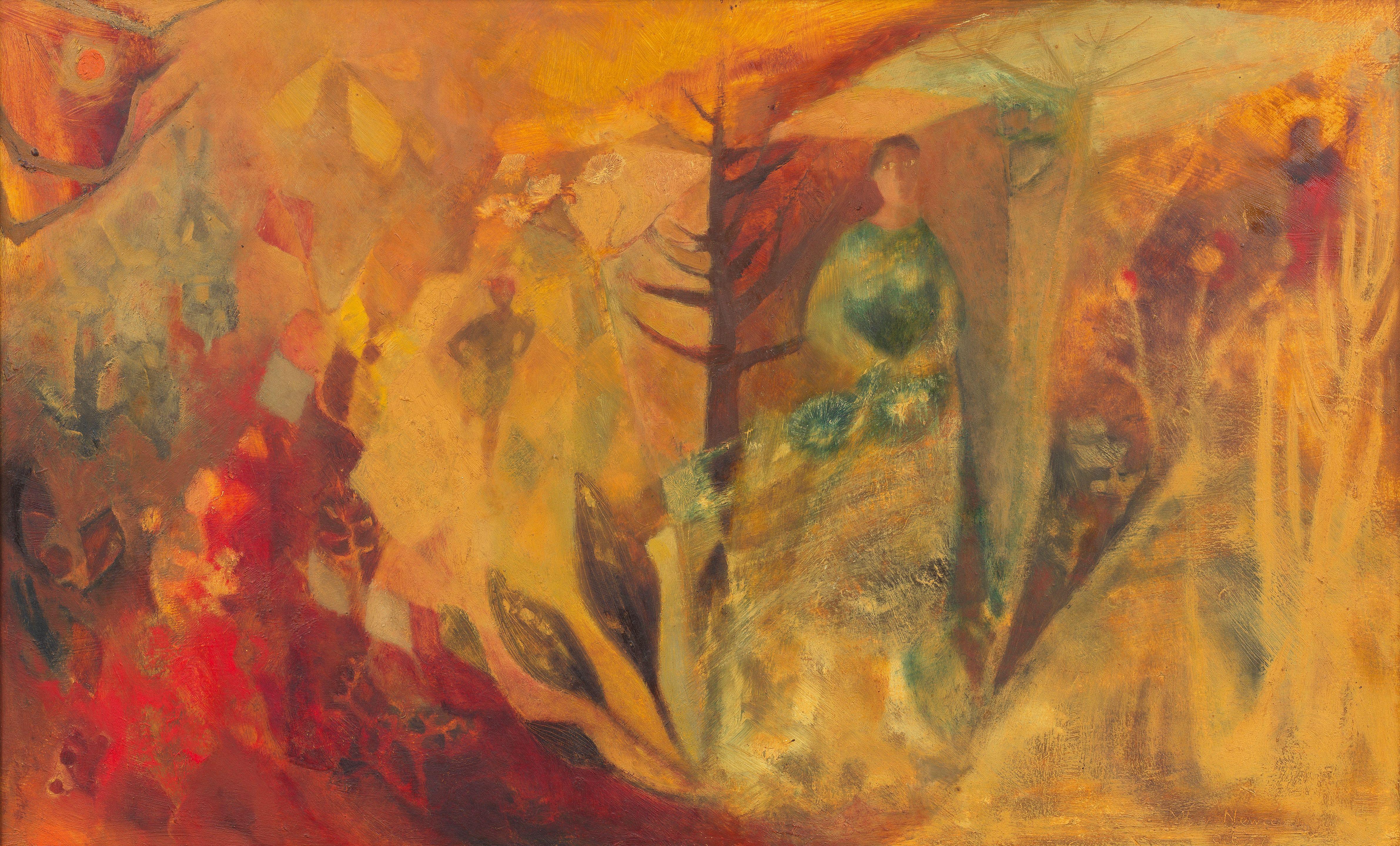 Mary Newcomb - Figures in Autumnal Landscape