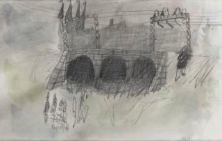 Mary Newcomb - Girl Walking by Castle