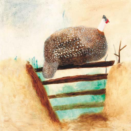 Mary Newcomb - Guinea Fowl on a Fence