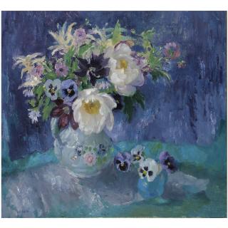 Mary Nicol Neill Armour, R.S.A., R.S.W. - Flowers With Peony Roses