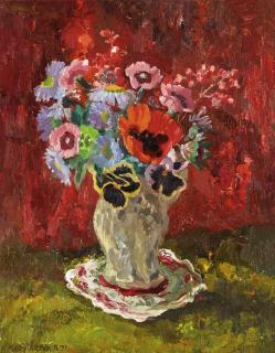 Mary Nicol Neill Armour, R.S.A., R.S.W. - Still Life With Poppies, Carnations And Pansies