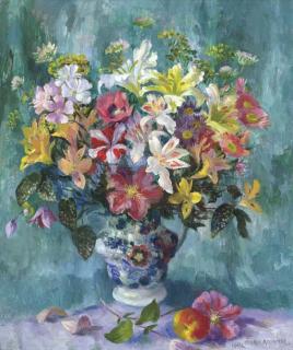 Mary Nicol Neill Armour, R.S.A., R.S.W. - Summer Flowers with White Lilies