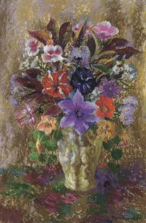Mary Nicol Neill Armour - Autumn Leaves and Petunias