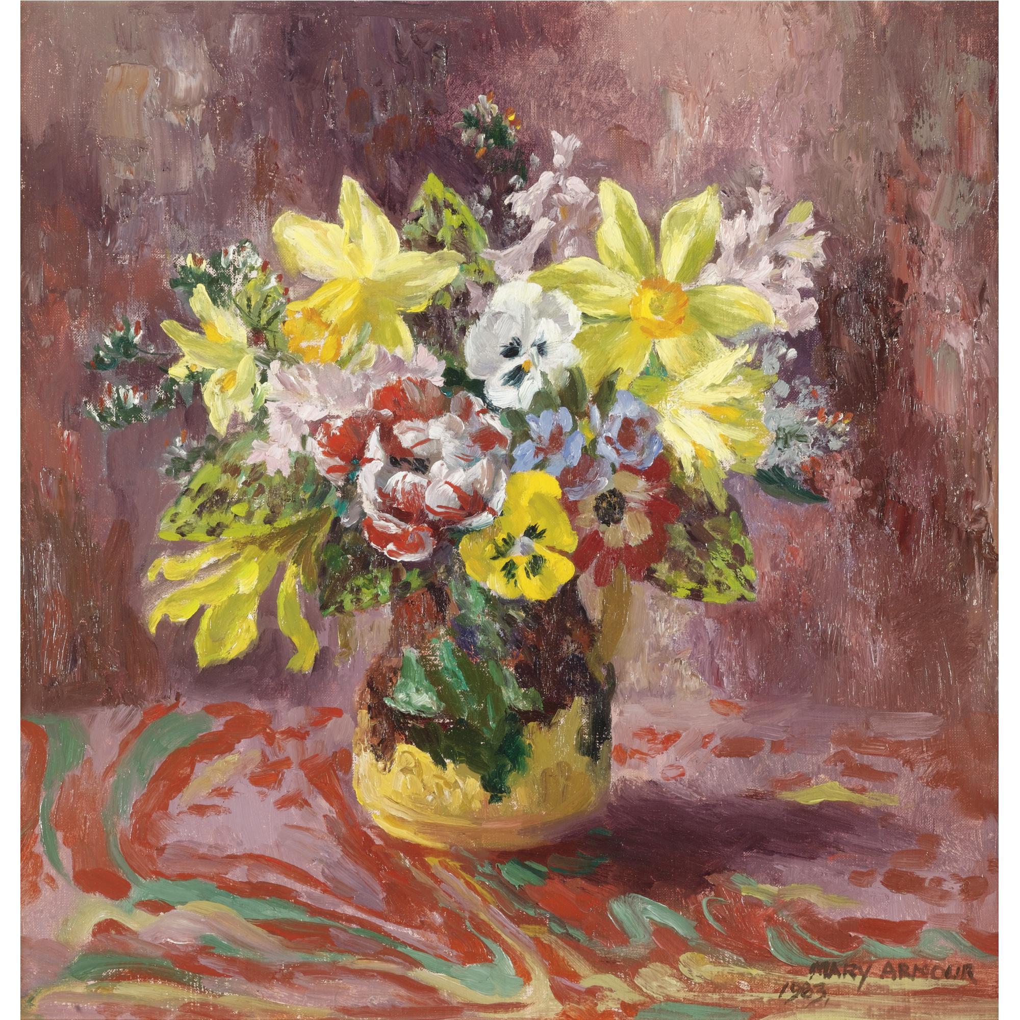 Mary Nicol Neill Armour - Spring Flowers With Daffodils