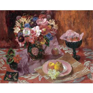 Mary Nicol Neill Armour - Still Life With Poppies, Azalias And Fruit