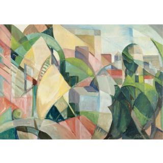 Mary Swanzy, H.R.H.A. - A View Of Trees With Town Beyond