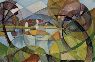 Mary Swanzy, H.R.H.A. - Cubist landscape with lake