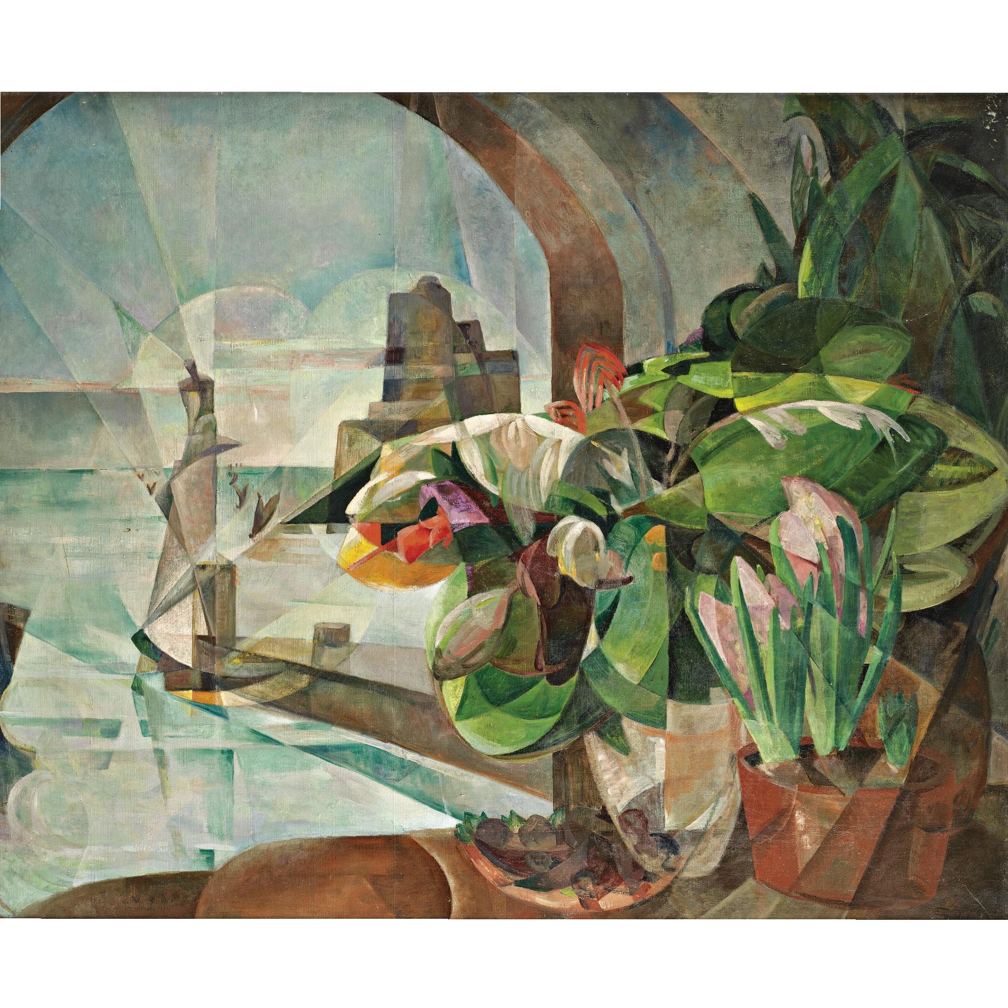 Mary Swanzy, H.R.H.A. - Flowers And Lighthouse