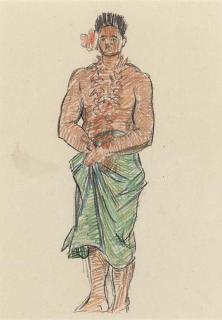 Mary Swanzy, H.R.H.A. - Male standing figure wearing a garland