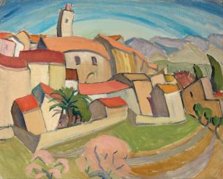 Mary Swanzy, H.R.H.A. - Pink-roofed town, France