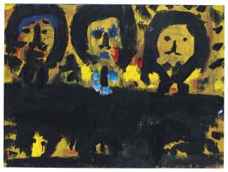 Mary Tillman Smith - Untitled (Three Figures Against Yellow Background), circa 1990