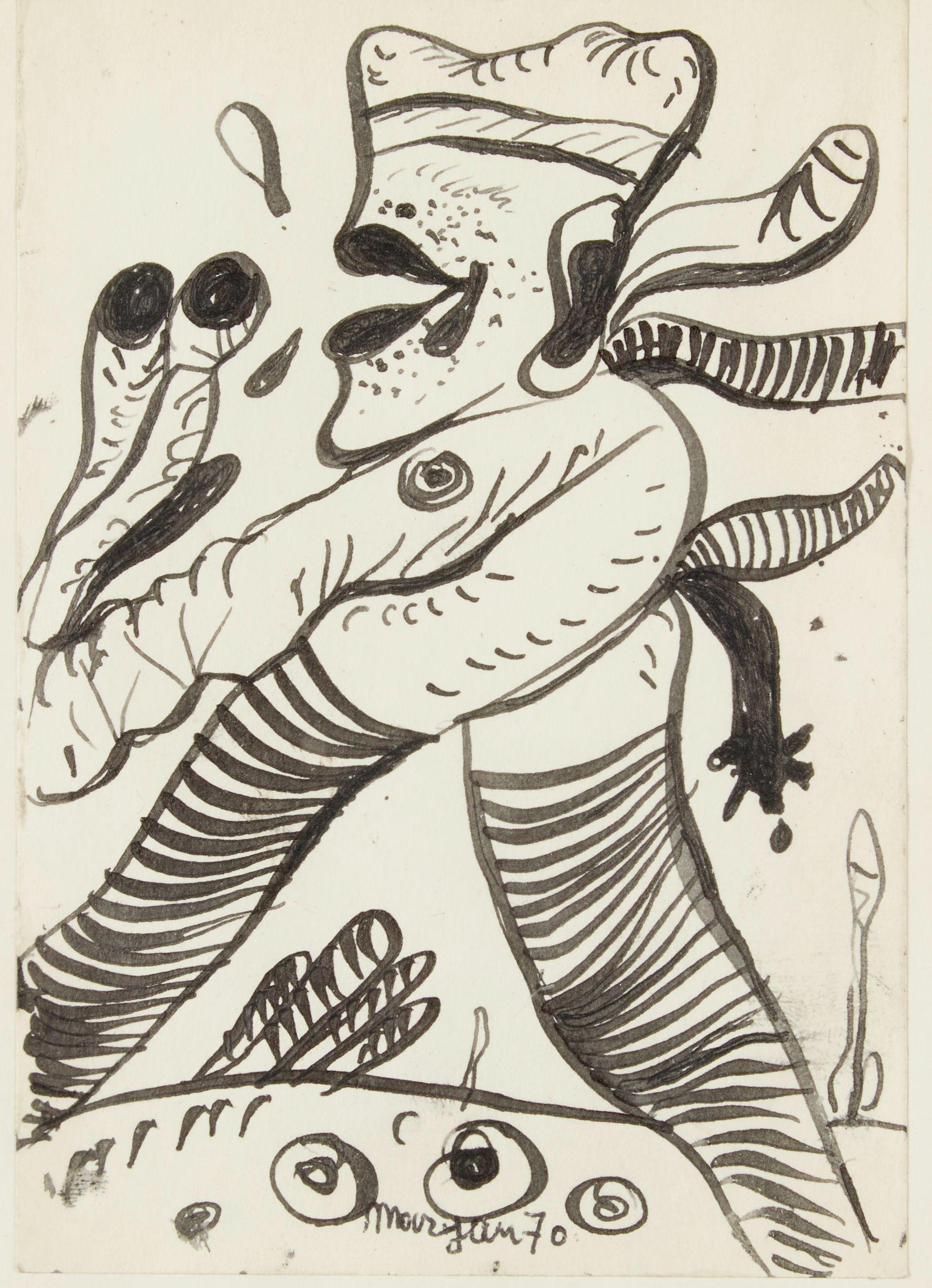 Maryan S. Maryan - Walking Figure 5 3/4 x 4 in. (14.6 x 10.2 cm) framed 12 1/4 x 10 3/4 x 3/4 in.