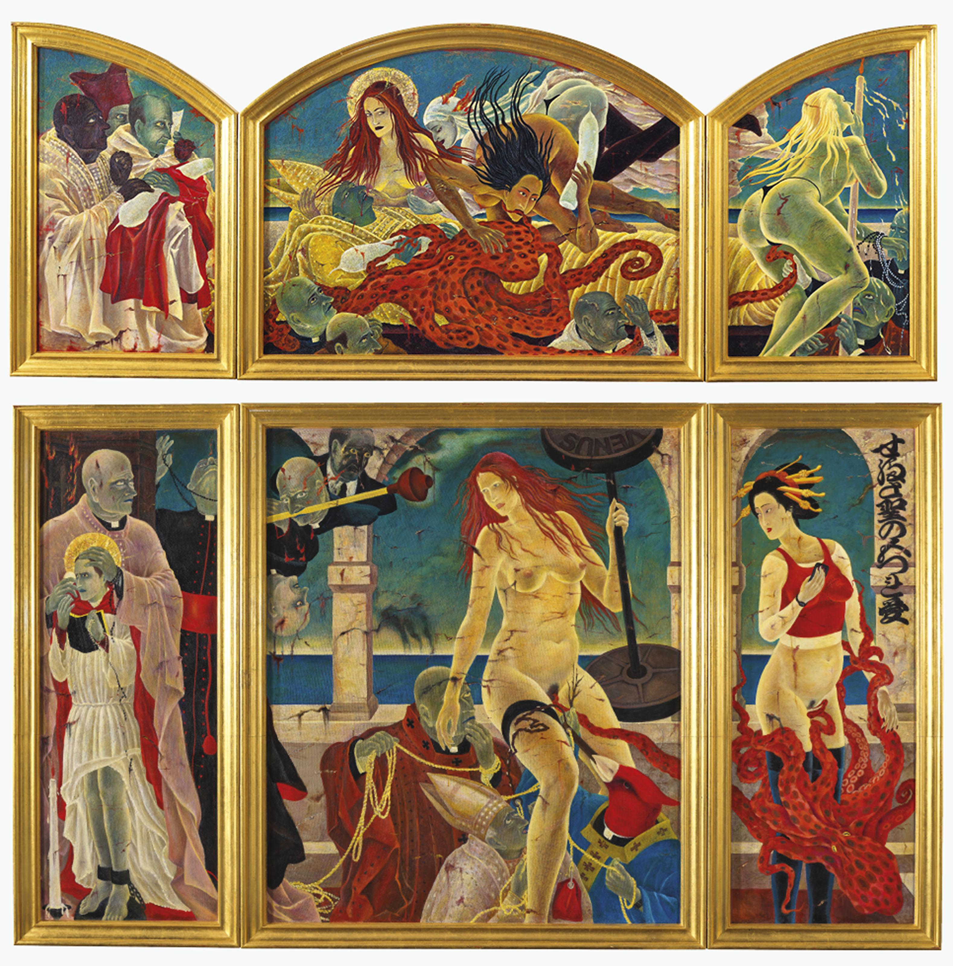 Masami Teraoka - The Cloisters Venus and Pope\'s Workout