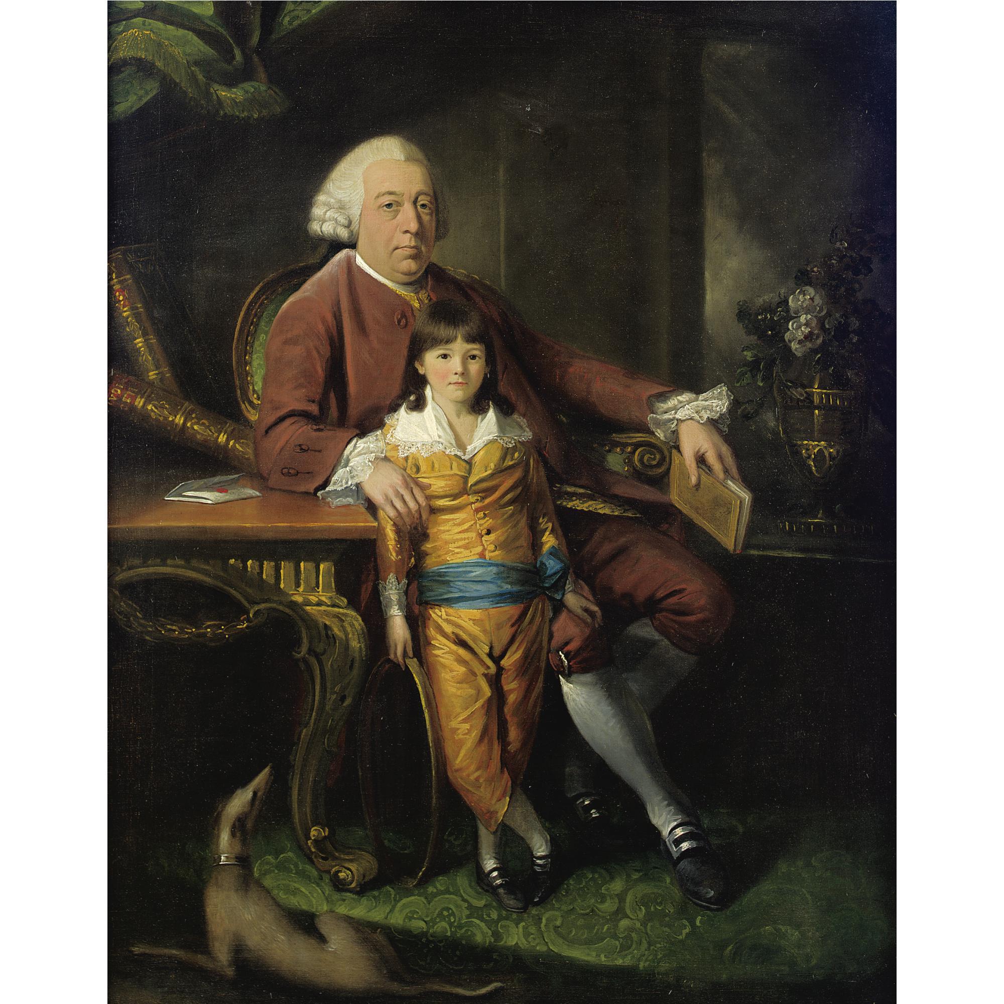 Mason Chamberlin R.A. - Portrait Of A Gentleman With His Son