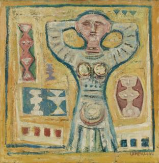 Massimo Campigli - Cariatide (Femme Verte Sur Jaune)