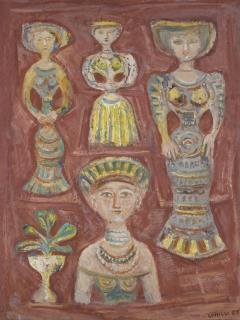 Massimo Campigli - Donne Su Fondo Rosso