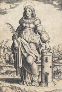 Master B with the Die - Saint Barbara (Bartsch 12)