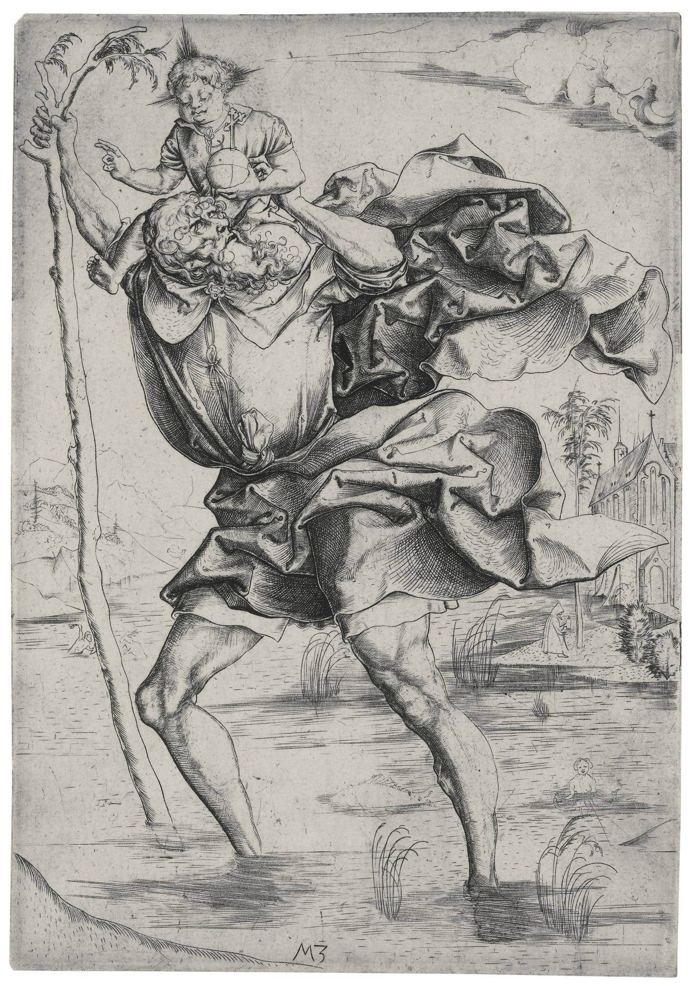 Master MZ - Saint Christopher (Bartsch 7; Lehrs 3)