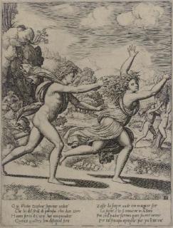 Master of The Die - Apollo Chasing Daphne, after Giulio Romano (actually after Peruzzi) (B. 21)