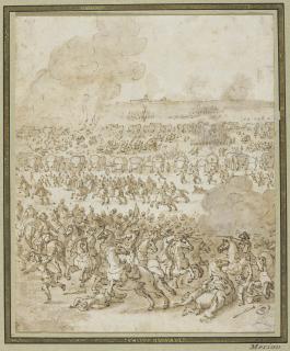 Mathaeus Merian, the Elder - A cavalry battle, a town on the skyline