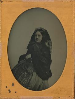 Mathew Brady - Portrait of a young woman with lace veil, 1854