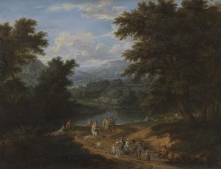 Mathys Schoevaerdts - A Landscape With Travellers On A Path