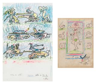 Matta - (i) Sketch for Don Q (ii) Untitled (Eve Surrounded by Cats)