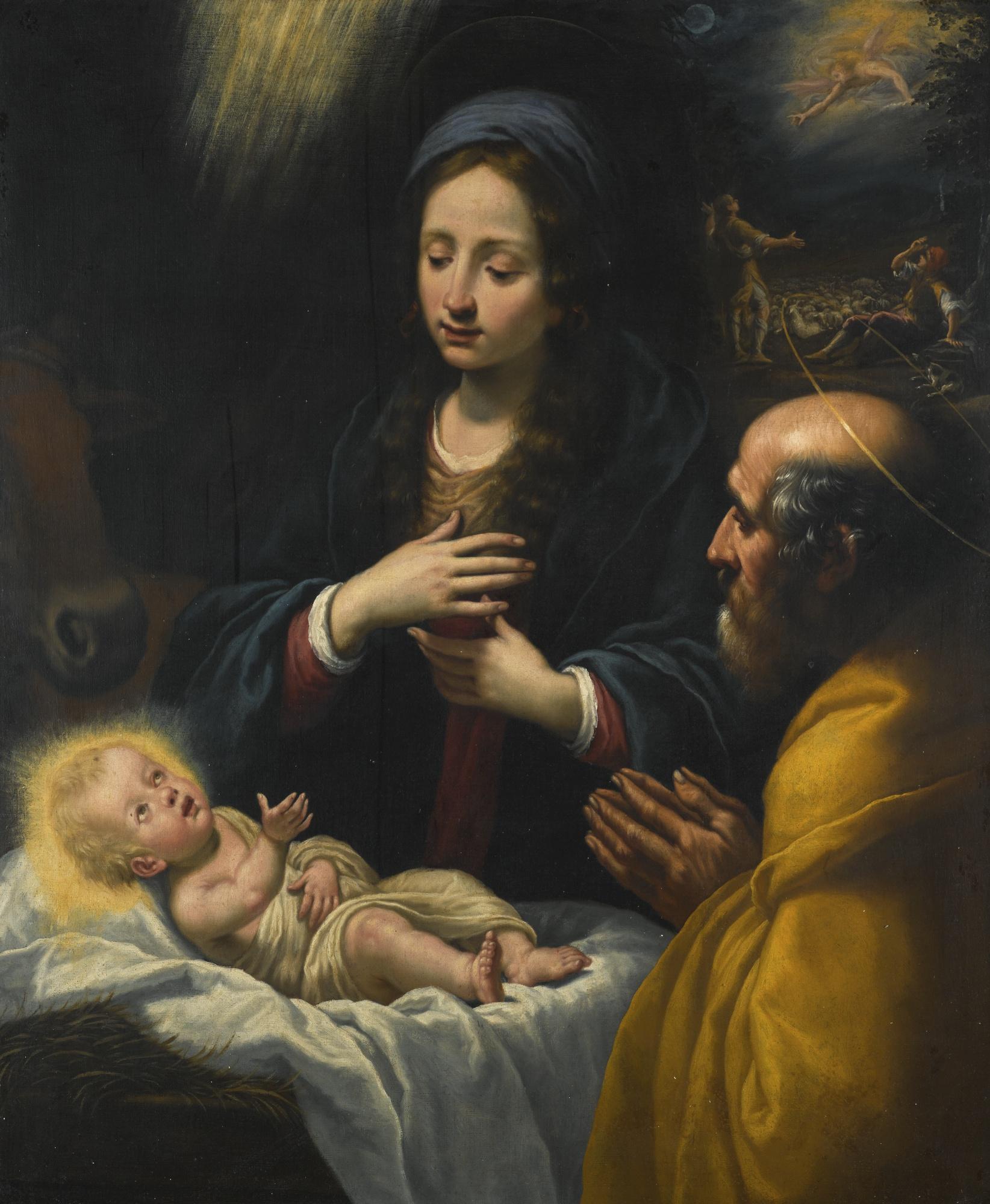 Matteo Rosselli - The Holy Family With The Annunciation To The Shepherds In The Distance