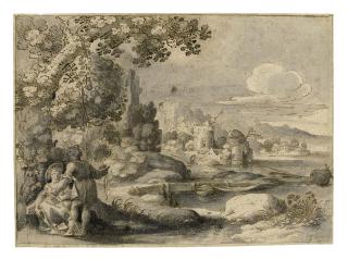 Matthäus Merian the Elder - Judah and Tamar (recto); Head of a boy (verso)