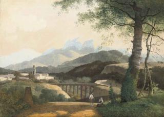 Mattheus Derk Knip - Resting in the shade of a tree, La Cava beyond