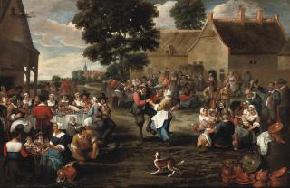 Mattheus van Helmont - A peasant\'s feast in the village square