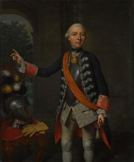 Mattheus Verheyden - Portrait Of William, Count Of Schaumburg-Lippe (1724-1777), Three-Quarter-Length, In Red And Blue Frockcoat With Silver Embroidery
