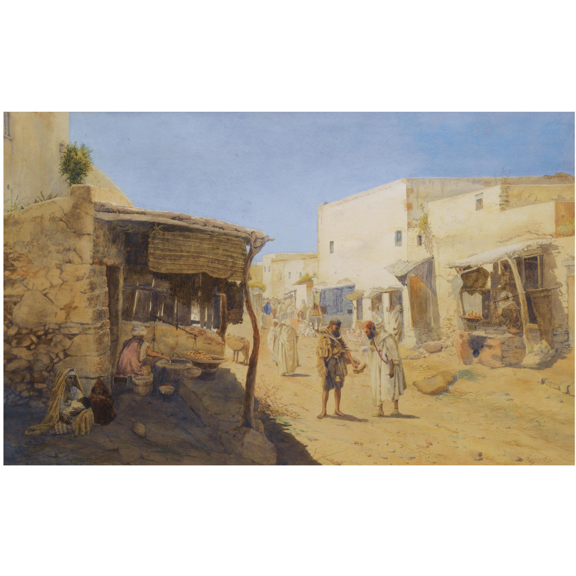 Matthew Jarvis - British View Of The Main Street With Waterseller And Pastry Cook\'S Shops, Safi, Morocco