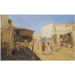 Matthew Jarvis - British View Of The Main Street With Waterseller And Pastry Cook\'S Shops, Safi, Morocco