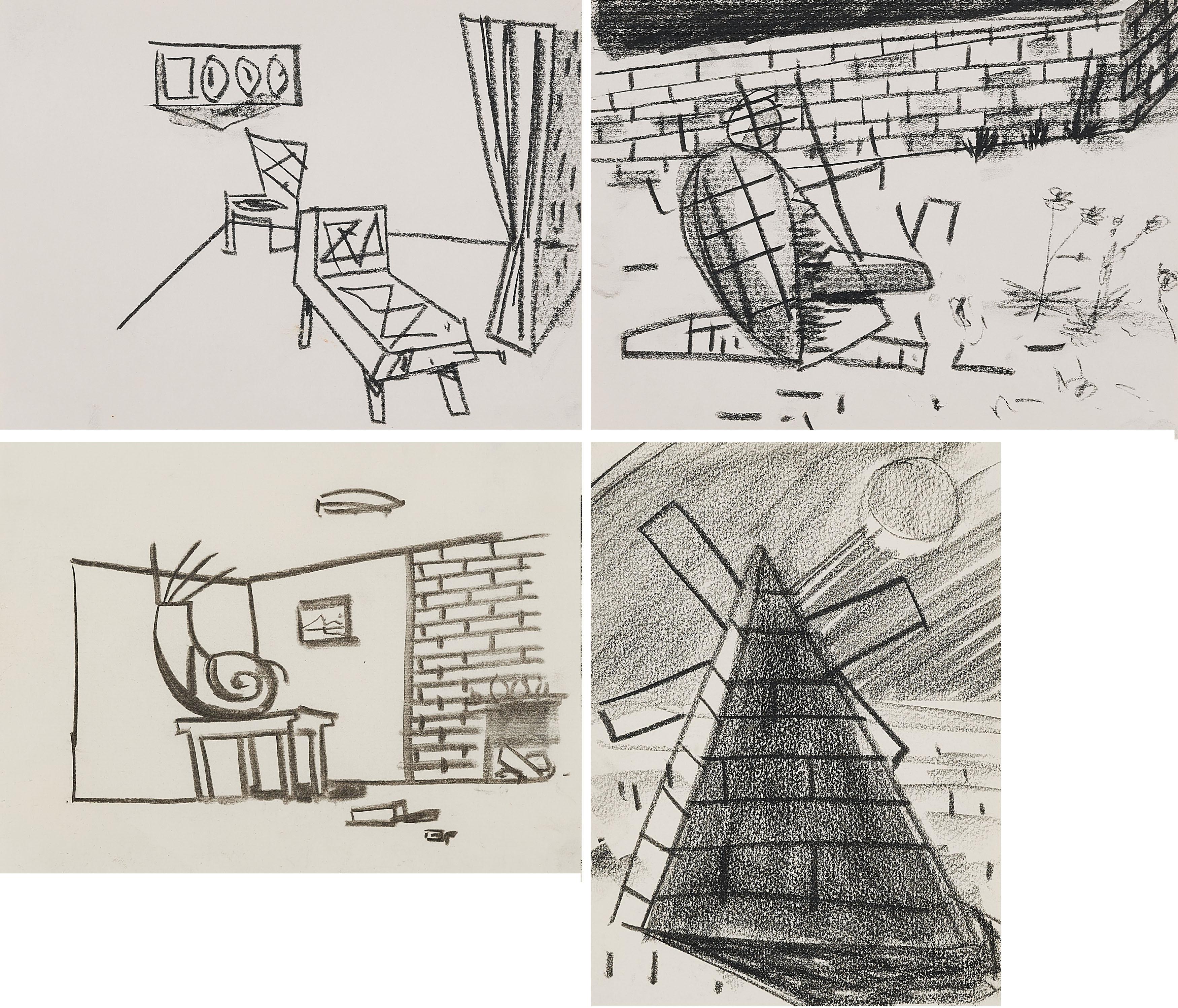 Matthias Weischer - Konvolut von 4 Zeichnungen.