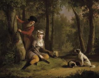 Matthieu-Ignace Van Brée - An Elegant Couple Out Hunting With Their Dogs