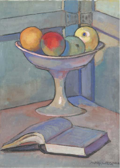 Matthieu Wiegman - A Still Life With Apples In A Bowl And A Book