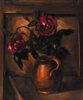 Matthieu Wiegman - A still life with roses in a vase