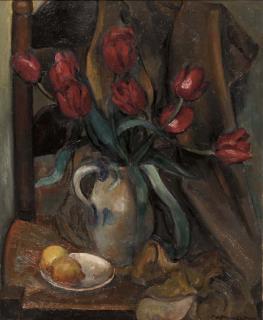 Matthieu Wiegman - A still life with tulips and lemons