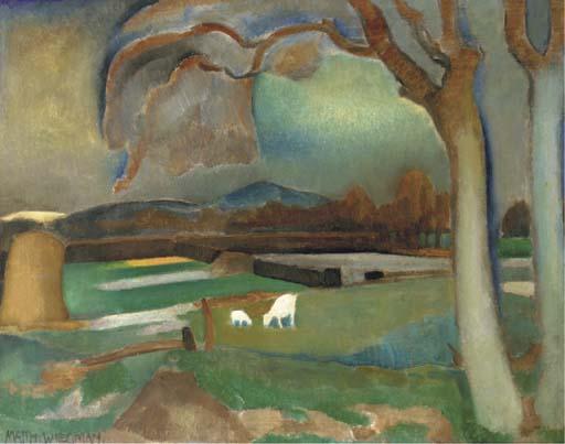 Matthieu Wiegman - Avondlandschap met geitjes