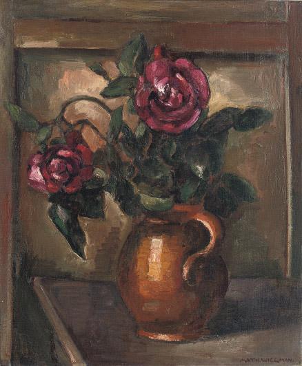 Matthieu Wiegman - Red roses in an earthenware vase